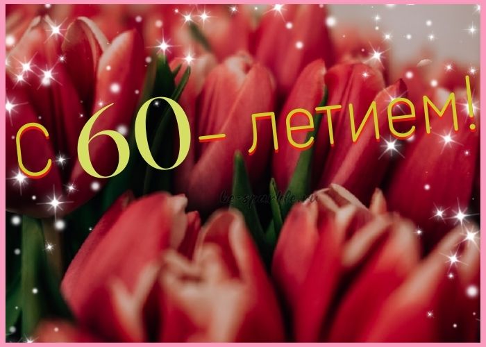 С 60 летием открытка с тюльпанами
