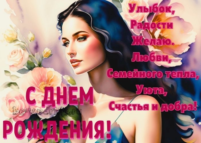картинка с женщиной с цветами на день рождения