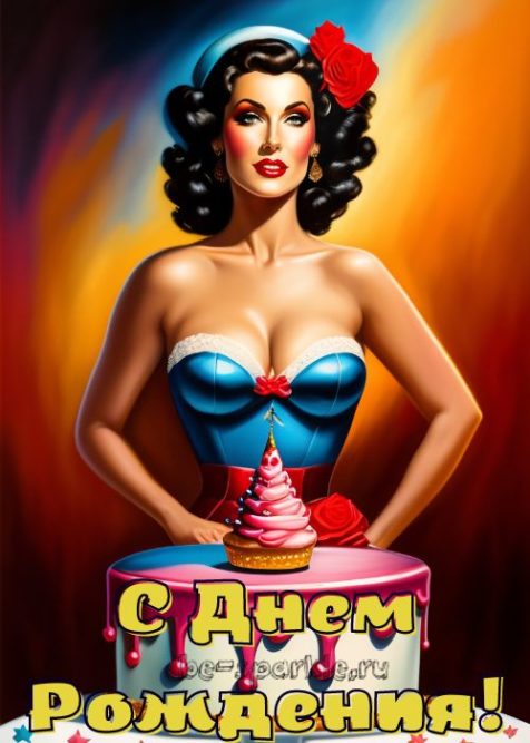 картинка день рождения женщина с тортом