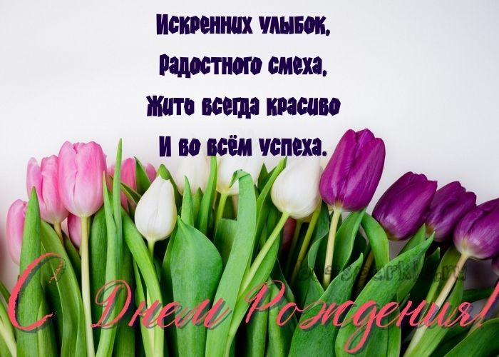 открытка с тюльпанами на день рождения