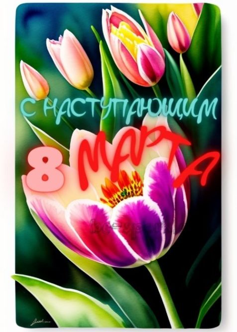с наступающим 8 марта яркая картинка с тюльпанами