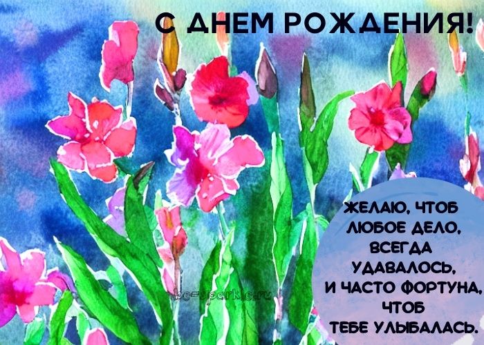 картинка нарисованные цветы день рождения желаю чтоб любое дело удавалось