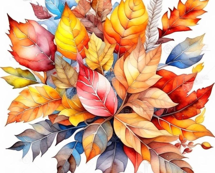 Рисунок осенняя композиция из листьев