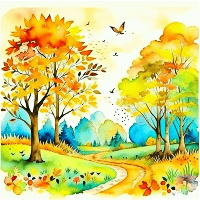 красивая акварельная картинка осень