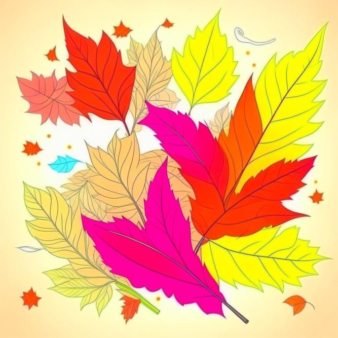 листья яркий рисунок
