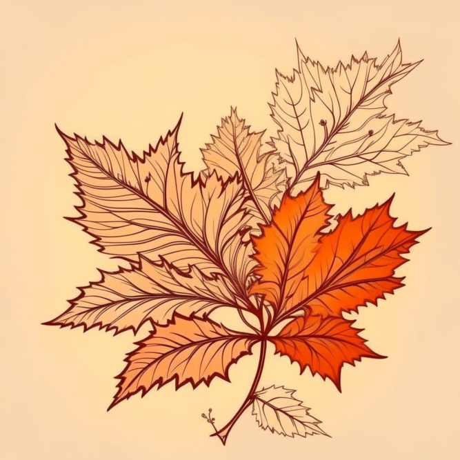 картинка рисунок осенних листьев пастельный тон