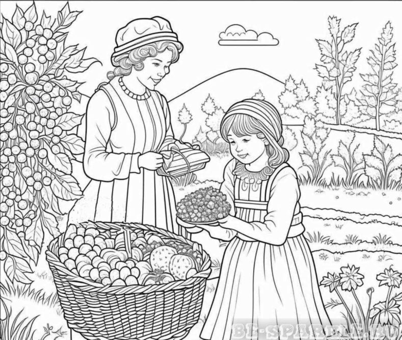 картинка раскраска сбор урожая