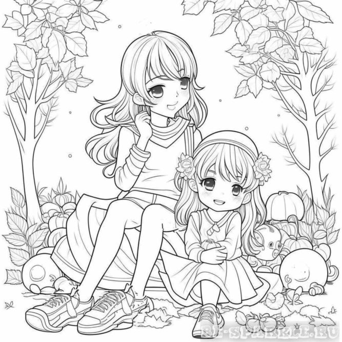 Раскраски для девочек распечатать осень
