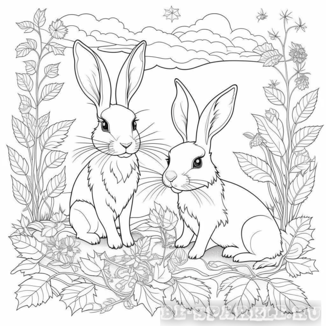 Раскраска два зайца