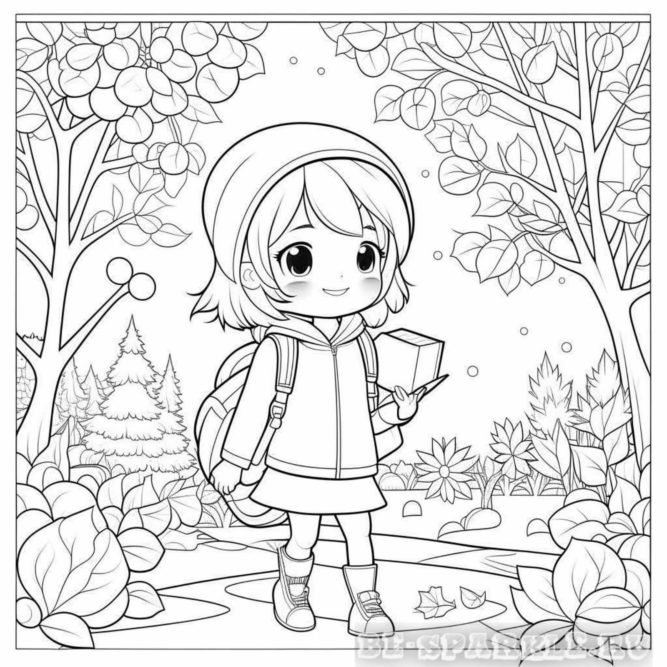 Раскраска осенью девочка идет в школу