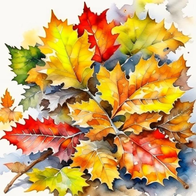 Осенние листья разных цветов картинка