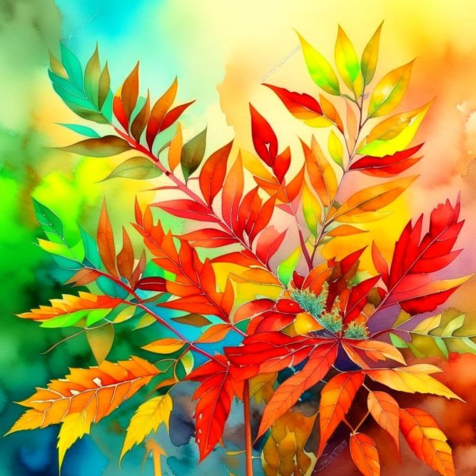 Картинка осенние ветки с листьями