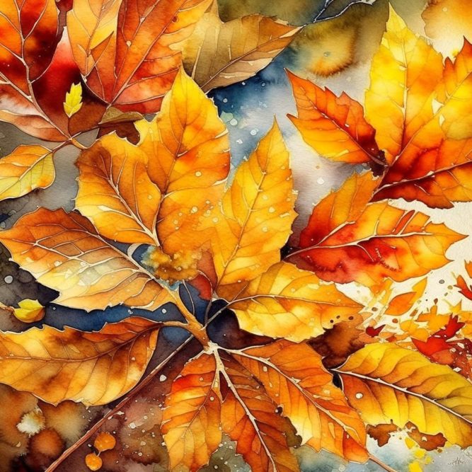 Картинка рисунок листья осенние в коричневых тонах