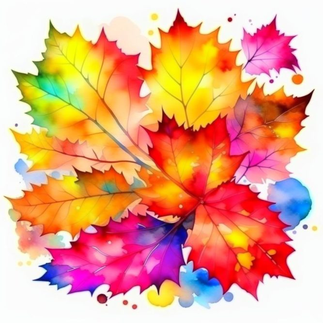 рисунок осенних листьев акварельный