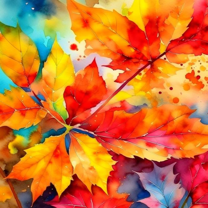 акварельный фон листья осень