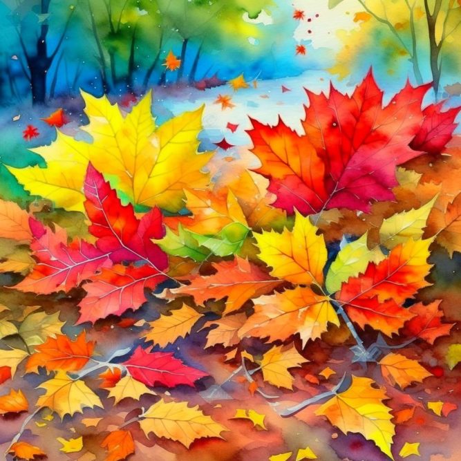 Картинка листья осенью на земле
