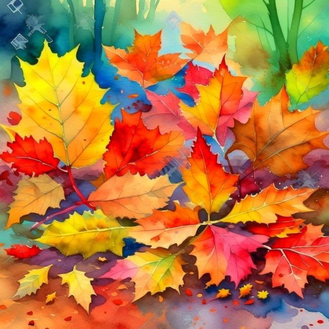 Осенние листья на земле картинка