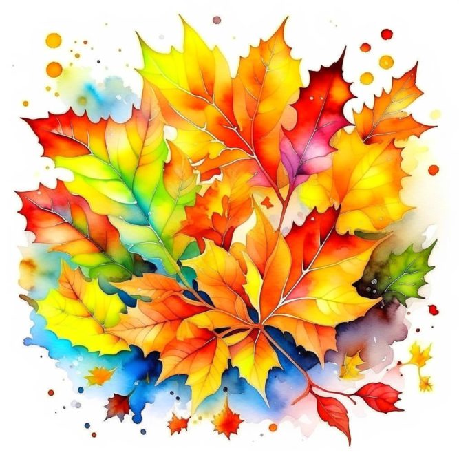 Картинка акварельная листья осенние
