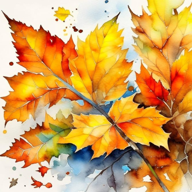 Осенние листья рисунок красками