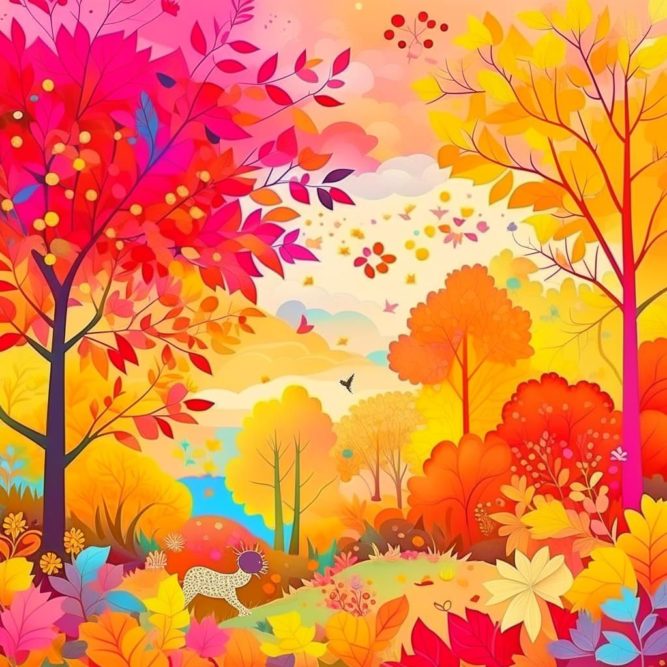 Рисунок осень в лесу