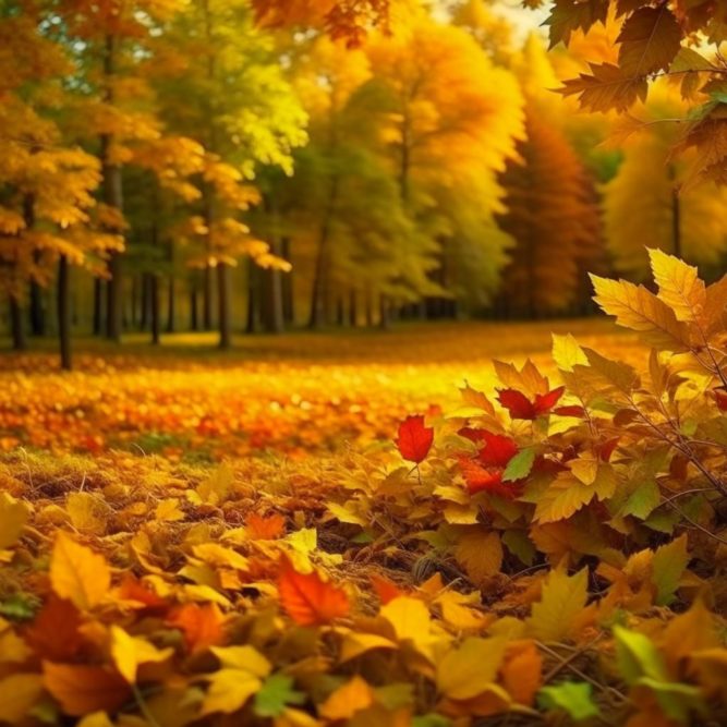Фотография осенних листьев в лесу
