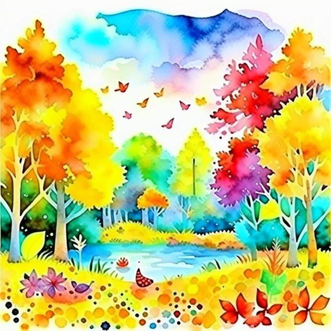 Осень пейзаж рисунок
