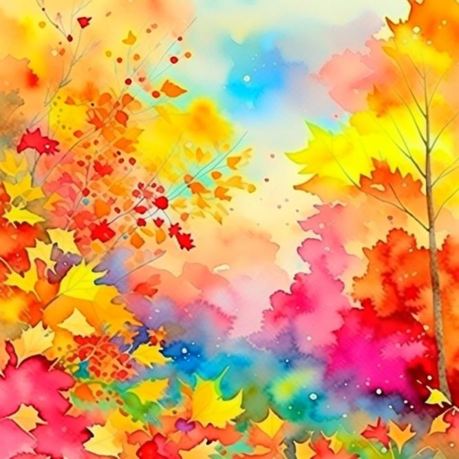 Осень акварельными красками рисунок