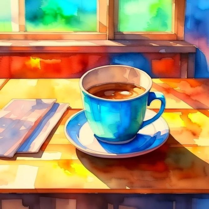 картинка утренний кофе возле окна