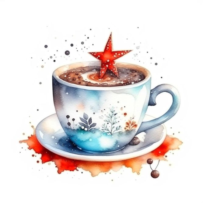 красивая чашечка кофе сверху со звездочкой