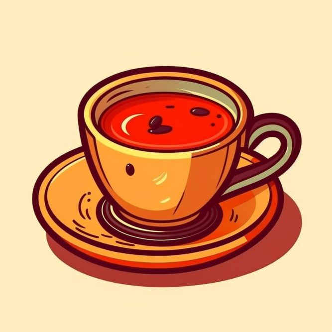 картинка рисунок чашка кофе на тарелке