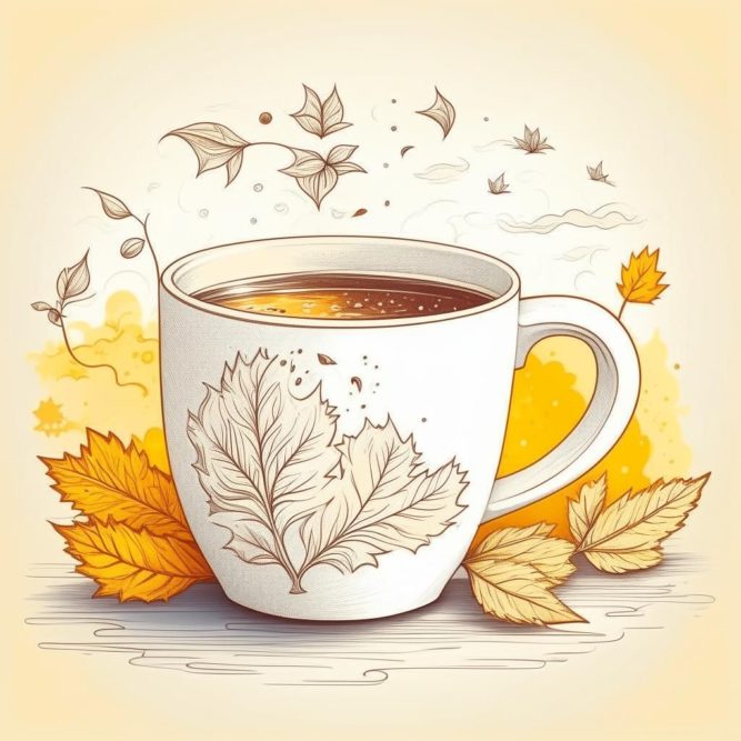 кофе в кружке осенью картинка