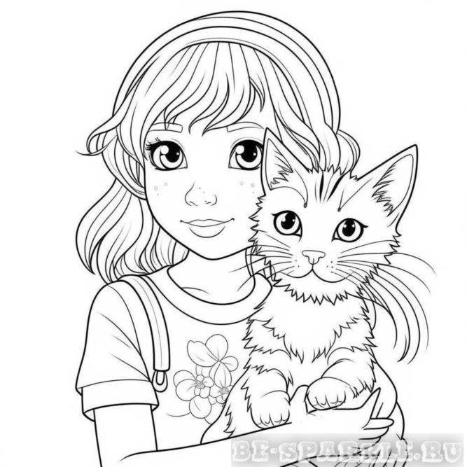 раскраска для девочек про котят