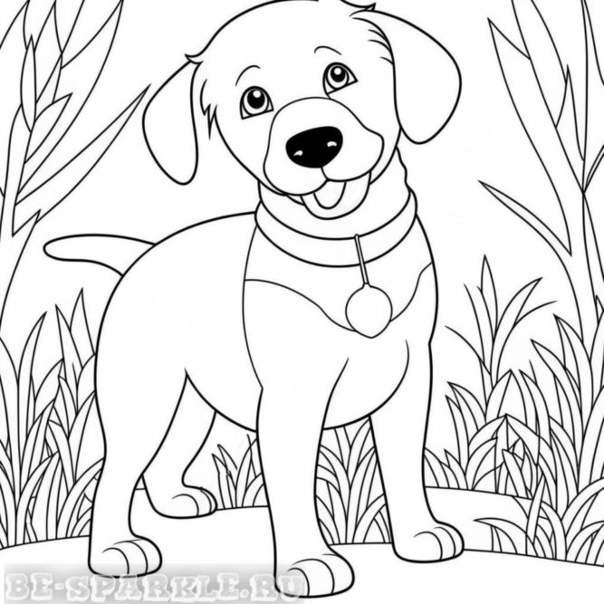 собака в ошейнике раскраска для детей