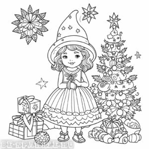 раскраска для девочки новогодняя елка