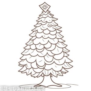 раскраска елка с новогодней верхушкой