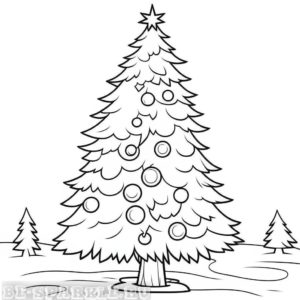 раскраска новогодней елки на фоне елочек
