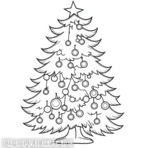 картинка раскраска елка новогодняя