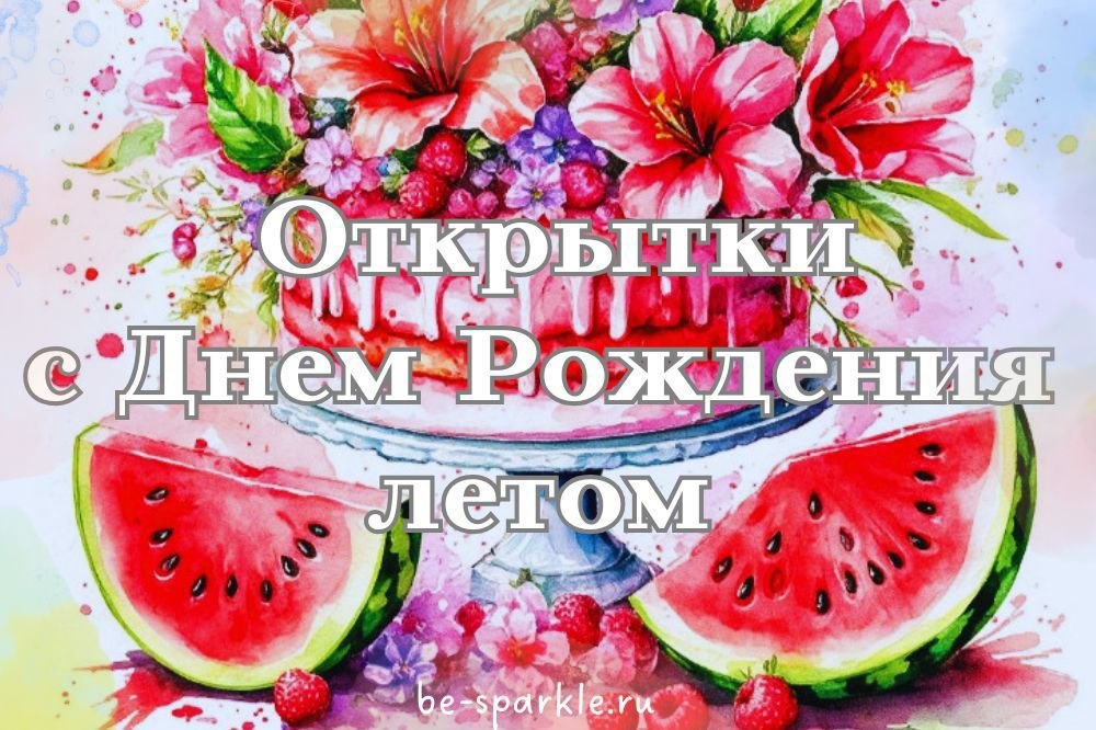 Открытки с Днем Рождения летом (55 шт) открытки с днем рождения летом
