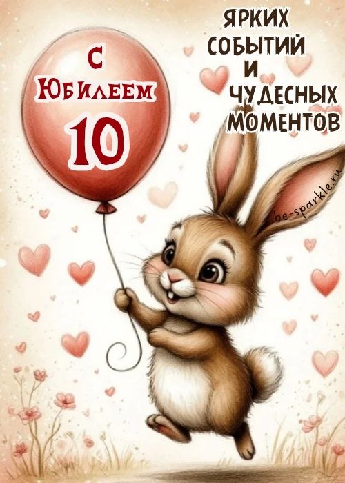 c юбилеем 10 лет ярких событий и чудесных моментов картинка с зайчиком